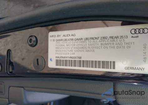 2017 Audi A4 2.0T Premium from USA, damaged, VIN WAUENAF41HN000768